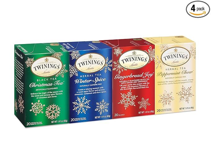 Twinings Holiday Variety Tea Bag Pack, Christmas Tea, Winter Spice, Gingerbread Joy, Peppermint C... | Amazon (US)