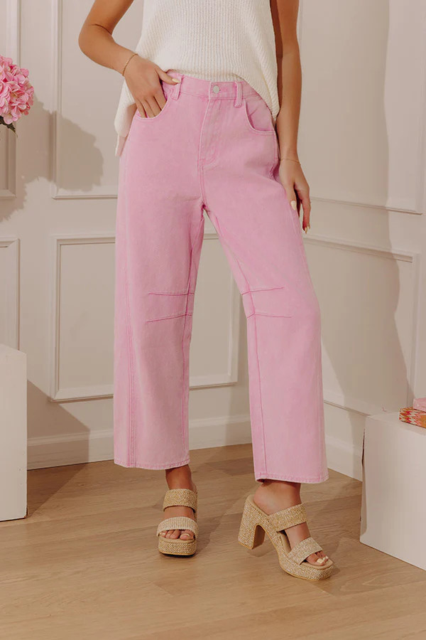 The Cristy High Waist Wide Leg Jean in Pink | Impressions Online Boutique