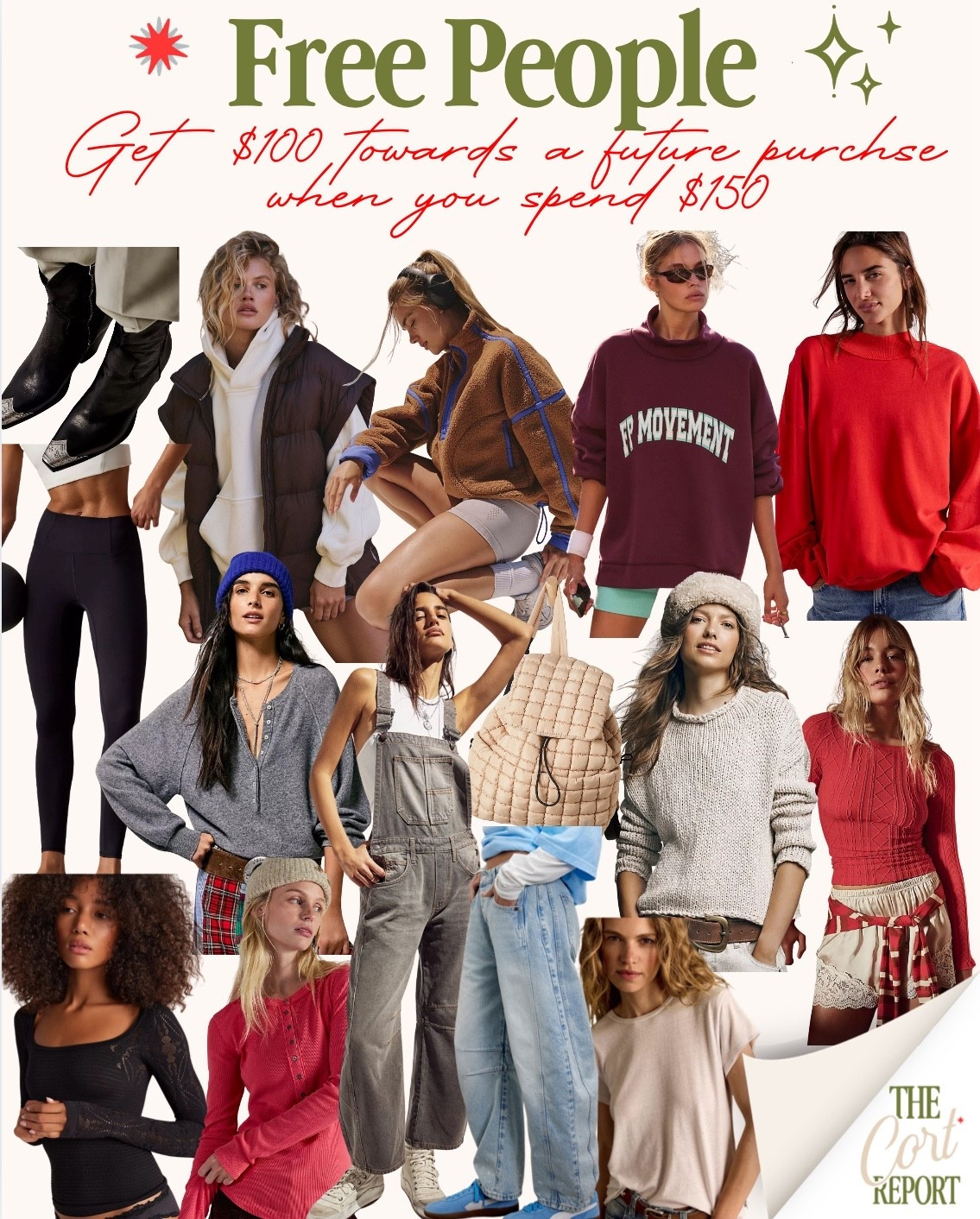 Free People
Get $100 for a future purchase when you spend $150
#freepeople #FP 

#LTKHoliday #LTKActive #LTKSaleAlert