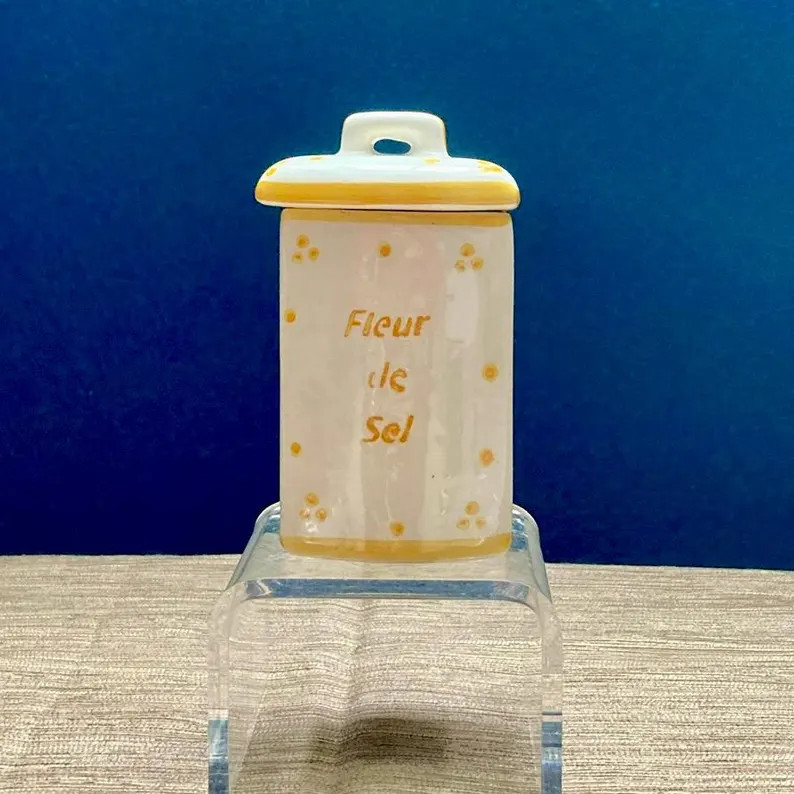 Vintage Artisan Faience Lidded Salt Cellar, "fleur De Sel" in Yellow Lettering, Exudes Both Funct... | Etsy (US)
