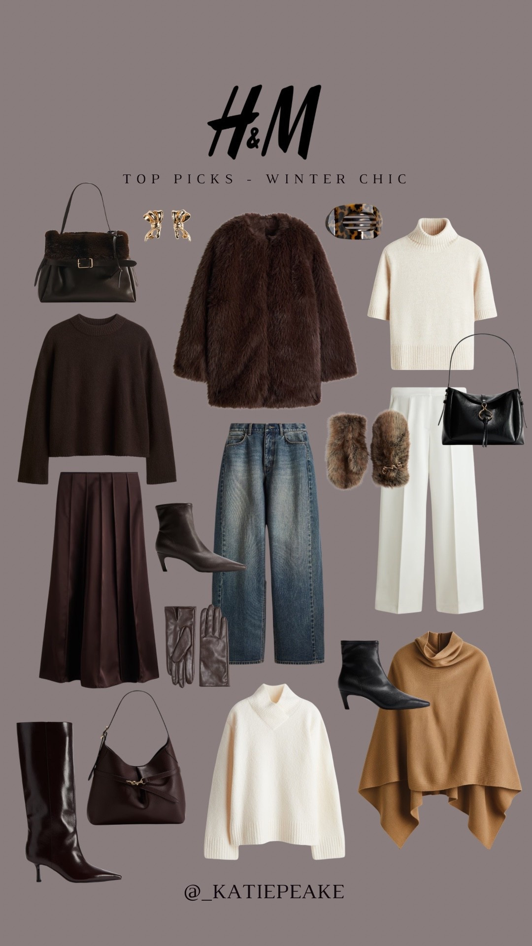 H&M winter chic 🤎 20% off for Black Friday 

Faux fur coat, white trousers, cream jumper, brown boots, cape, brown bag, ankle boots 

#LTKwinter #LTKfestive #LTKCyberWeek