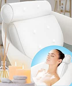 Bath Pillow (Extra Comfort), Bath Pillows for Tub Neck and Back Support, Bathtub Pillows for Head... | Amazon (US)