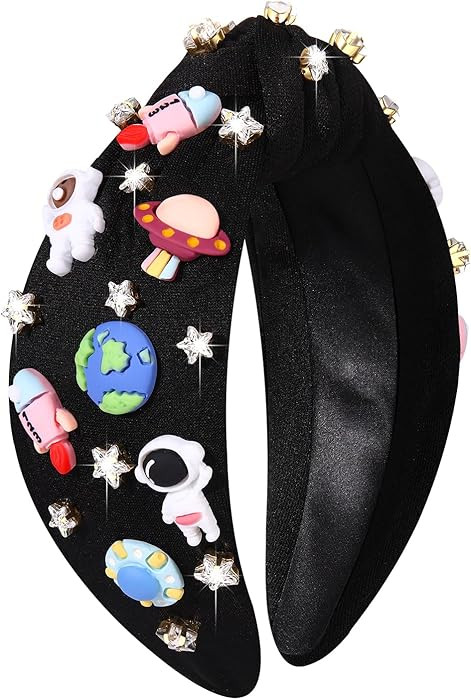 mokkia Space Astronaut Headbands for Women Saturn Planet Rocket Spaceman Headband Jeweled Rhinest... | Amazon (US)