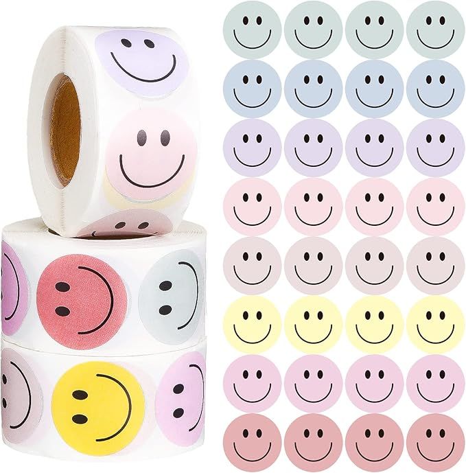 1500 Pieces Happy Smile Face Decal Small Happy Face Decal Mini Motivational Stickers Colorful Inc... | Amazon (US)