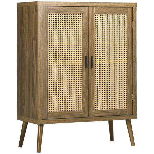 HOMCOM Sideboard Buffet Cabinet with Rattan Decorated Doors, Kitchen Cabinet, Accent Cabinet with... | Walmart (US)