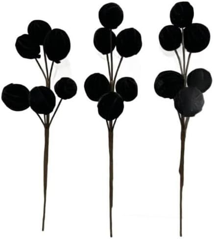 3 Black Velvet Spheres Ball Picks for Christmas DIY Floral Arrangment Decoration | Amazon (US)