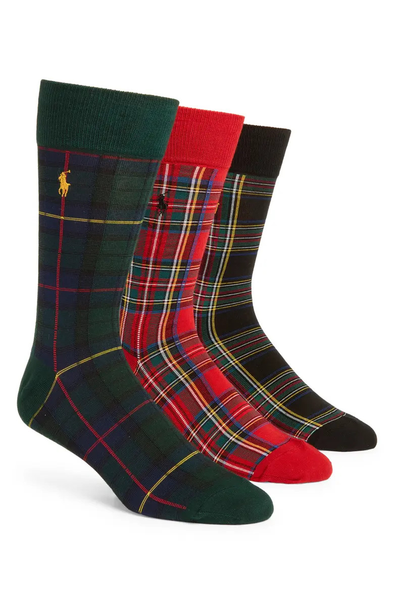 Polo Ralph Lauren Tartan Plaid Assorted 3-Pack Crew Socks Gift Box | Nordstrom | Nordstrom