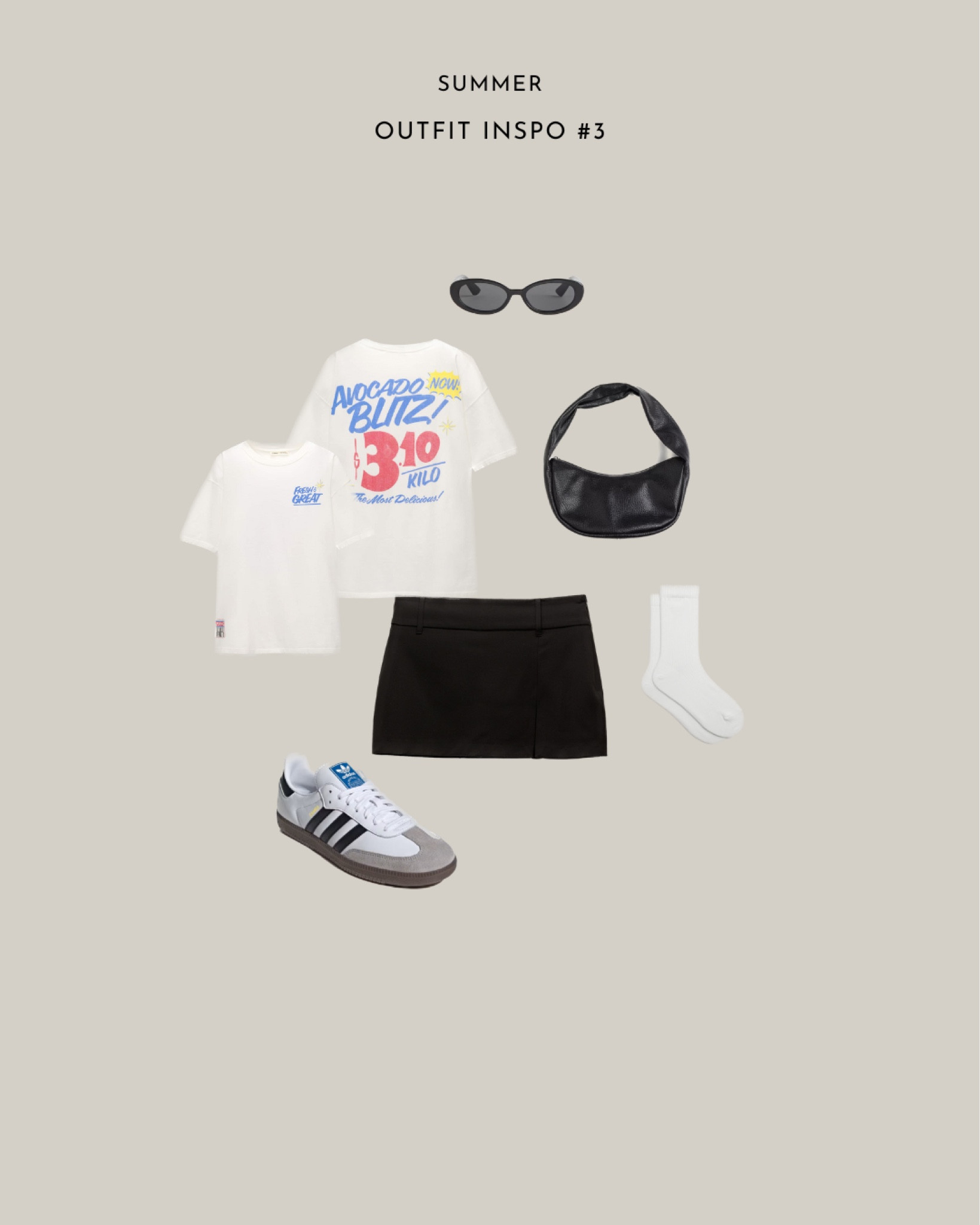Summer outfit inspo #3

black oval sunglasses, oversized graphic tee, black shoulder bag, black mini skort, adidas samba trainers 

#LTKstyletip #LTKsummer #LTKgetaway
