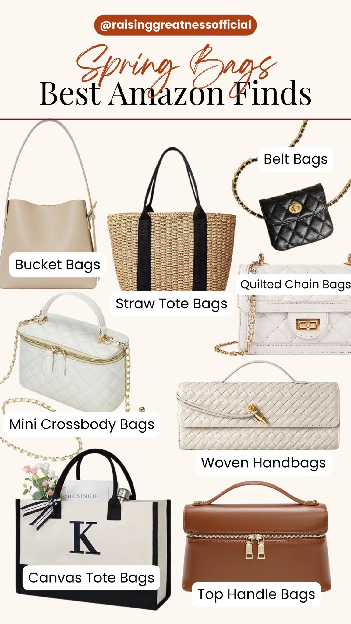 Upgrade your spring look with trendy and functional bags perfect for the season. From woven totes and pastel shoulder bags to chic crossbody styles, these Amazon finds add the perfect finishing touch to any outfit while keeping your essentials organized in style.

#SpringBags #AmazonFinds #ChicAccessories #SpringStyle #HandbagInspo #FashionAccessories #StyleInspo #EverydayFashion #SpringTrends #BagLovers

#LTKootd #LTKgrwm #LTKSaleAlert