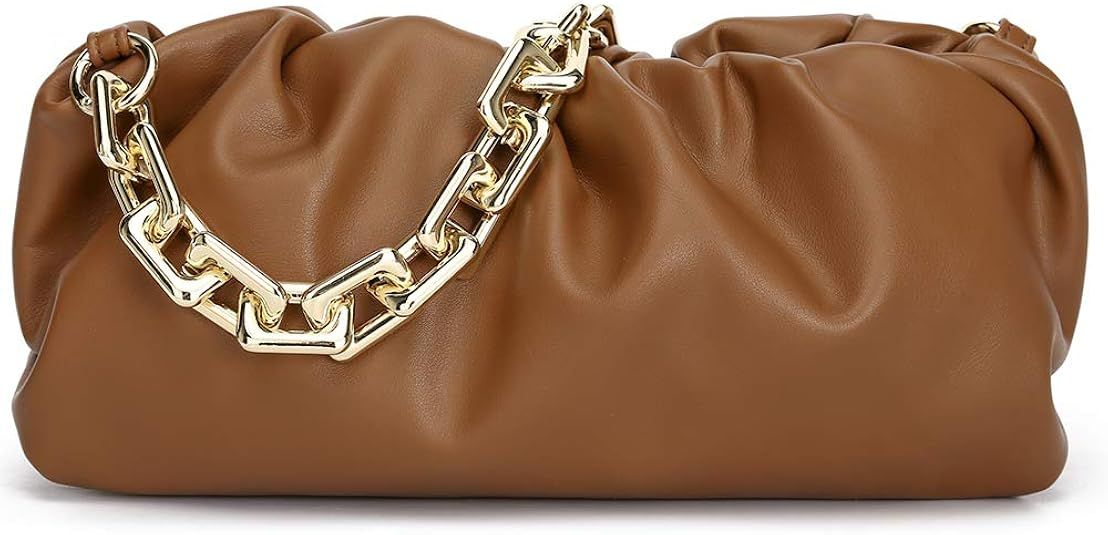 CATMICOO Chunk Chain Dumpling Bag Cloud Clutch Purse for Women with Ruched Detail | Amazon (US)