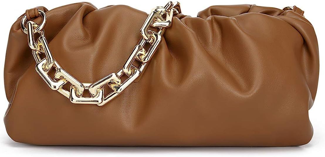 CATMICOO Chunk Chain Dumpling Bag Cloud Clutch Purse for Women with Ruched Detail | Amazon (US)