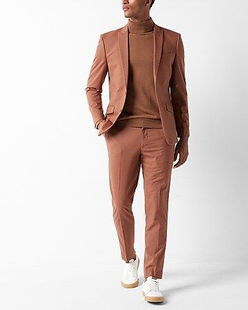 Extra Slim Solid Brown Flannel Suit | Express