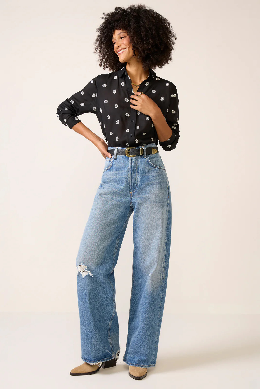 Paisley Embroidered Shirt | Evereve