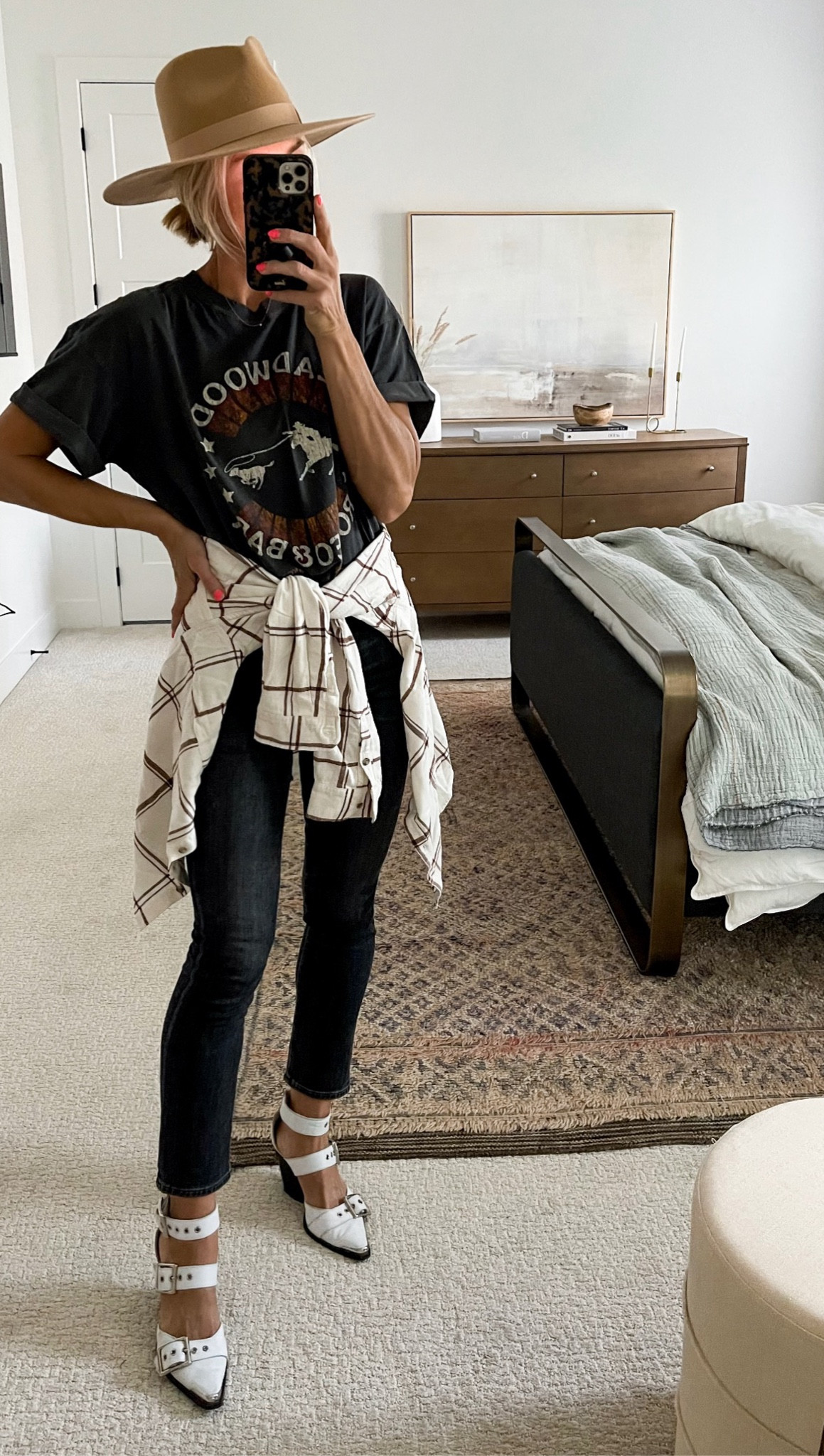 Fall outfit: flannel, graphic tee, white western boots, wool hat. 
T shirt- wearing small (oversized fit)
Flannel - wearing medium 
Showed: run TTS


#LTKSeasonal #LTKshoecrush #LTKunder50