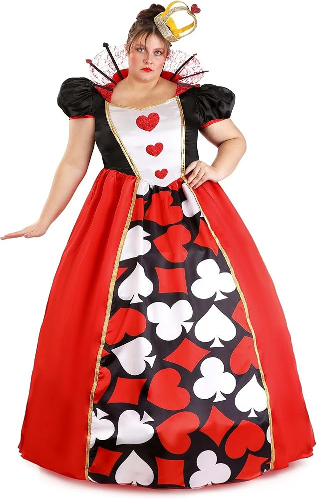 Plus Size Queen of Hearts Costume Dress for Women - Includes Dress & Crown - Wonderland Cosplay D... | Amazon (US)