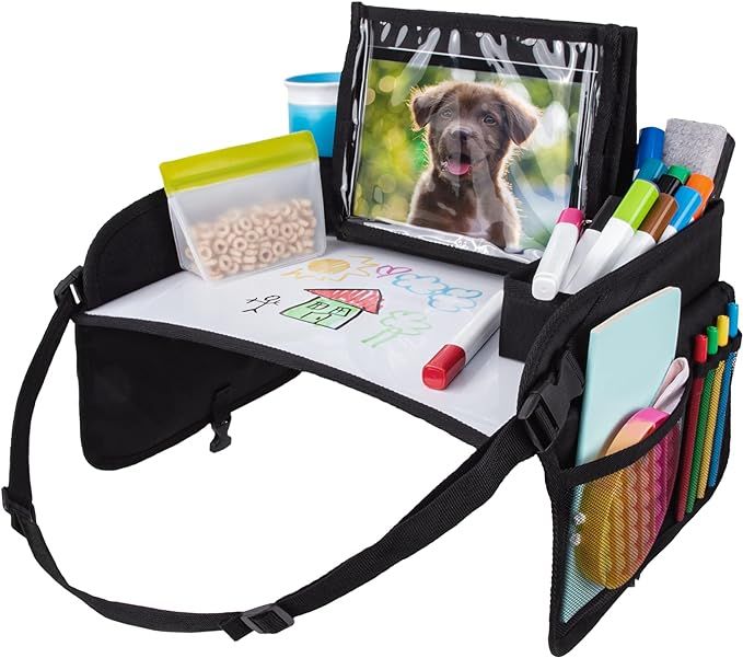 Lusso Gear Kids Travel Tray – Black Tray with Dry Erase Board, No-Drop Tablet Holder – Lap De... | Amazon (US)