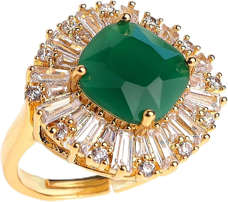 Jean Beau Gold Rhinestone Statement Adjustable Ring for Women Large Crystal Cubic Zirconia Stacki... | Amazon (US)