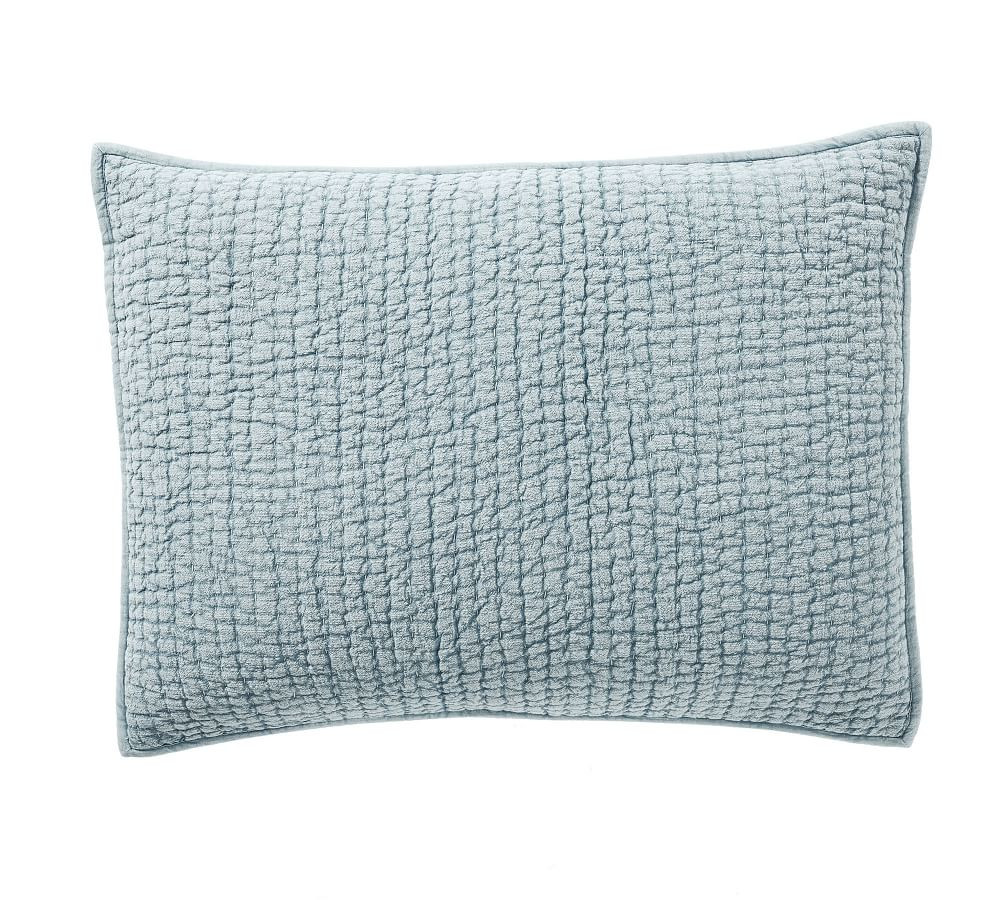 Sky Blue Stonewashed Pickstitch Cotton Sham, Standard | Pottery Barn (US)