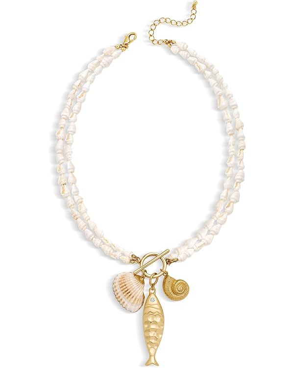 Shell Necklaces for Women Trend Boho Scarf Necklaces Ocean Mermaid Conch Seashell Necklace Summer... | Amazon (US)