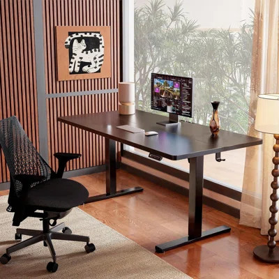 Electric Height-Adjustable Desk, 48 X 24 Inches, Sit-And-Stand Convertible, With Memory Function, Black. | Wayfair North America