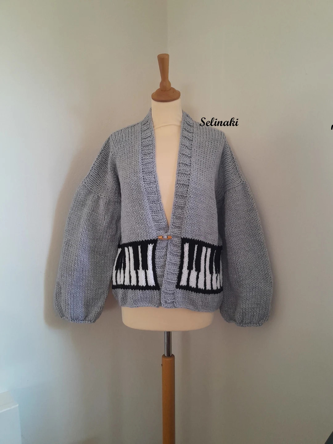 Hand Knitted Piano Cardigan Gray Music Cardigan - Etsy | Etsy (Global)