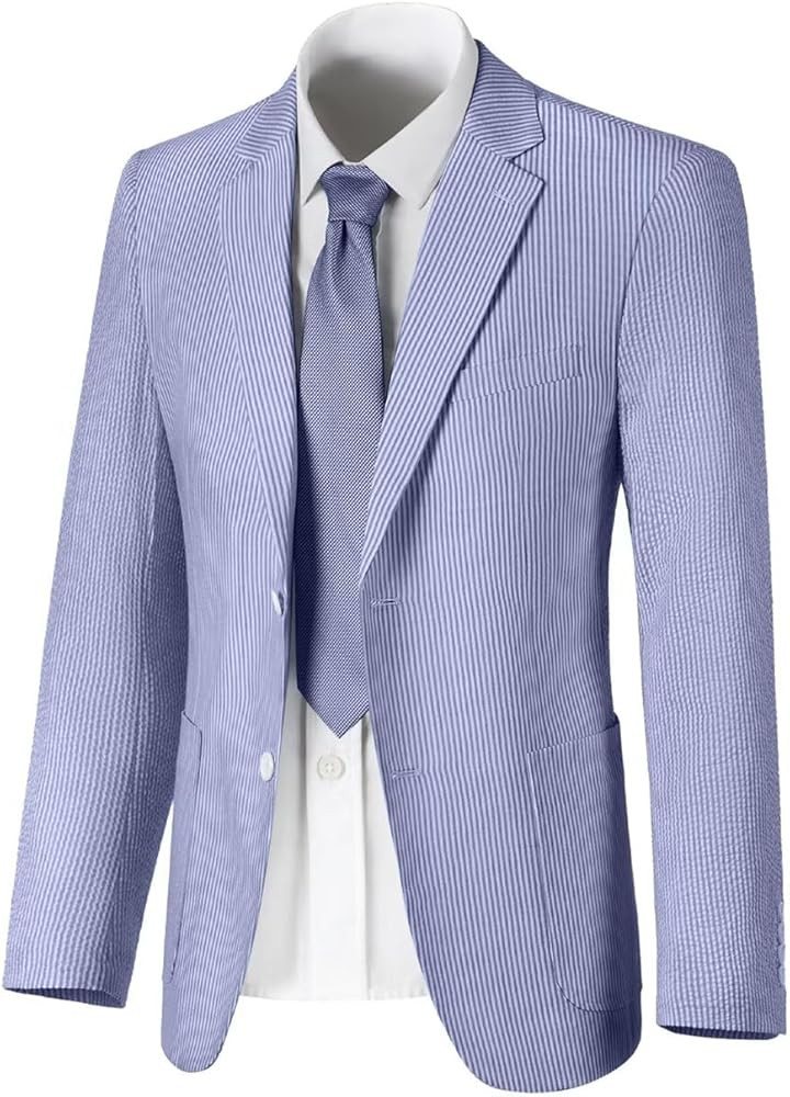 Seersucker Mens Suit Jacket Slim Fit Casual Blazer Summer Sport Coats Wedding Suits Jackets Prom ... | Amazon (US)