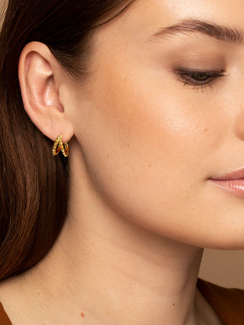 Textured Huggie Earrings in Gold | Hoops and Huggies | Uncommon James | Uncommon James