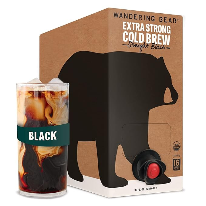 Wandering Bear Extra Strong Organic Cold Brew Coffee On Tap, Straight Black, 96 fl oz - Smooth, U... | Amazon (US)