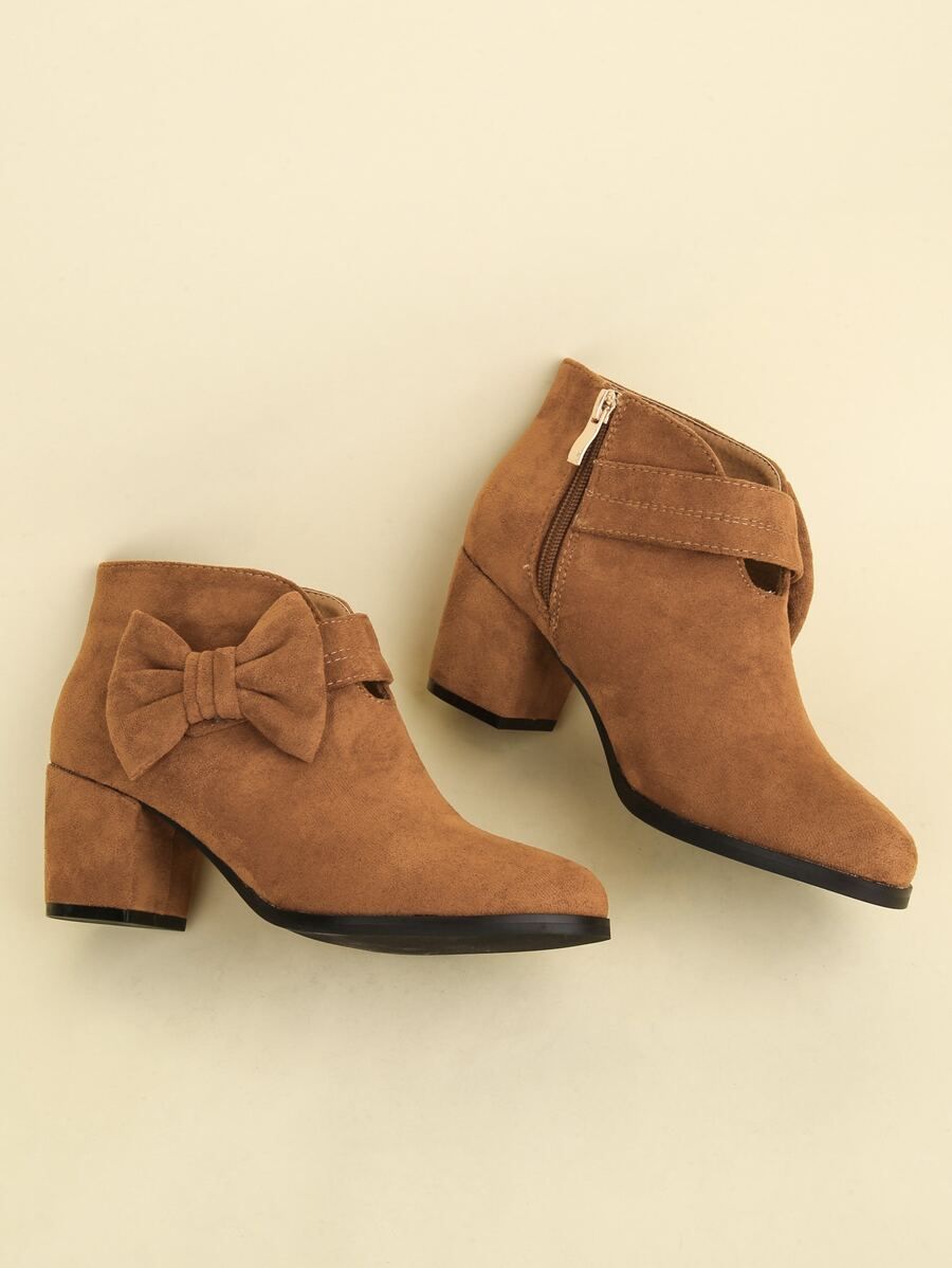 EMERY ROSE Bow Decor Chunky Heeled Boots | SHEIN