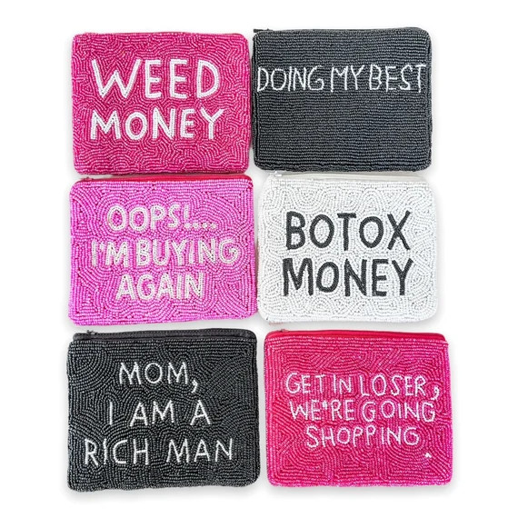 Large Handmade Beaded Coin Pouch - Beaded Coin Purse - Funny Coin Purse - Weed Money - Bottom Mon... | Etsy (US)