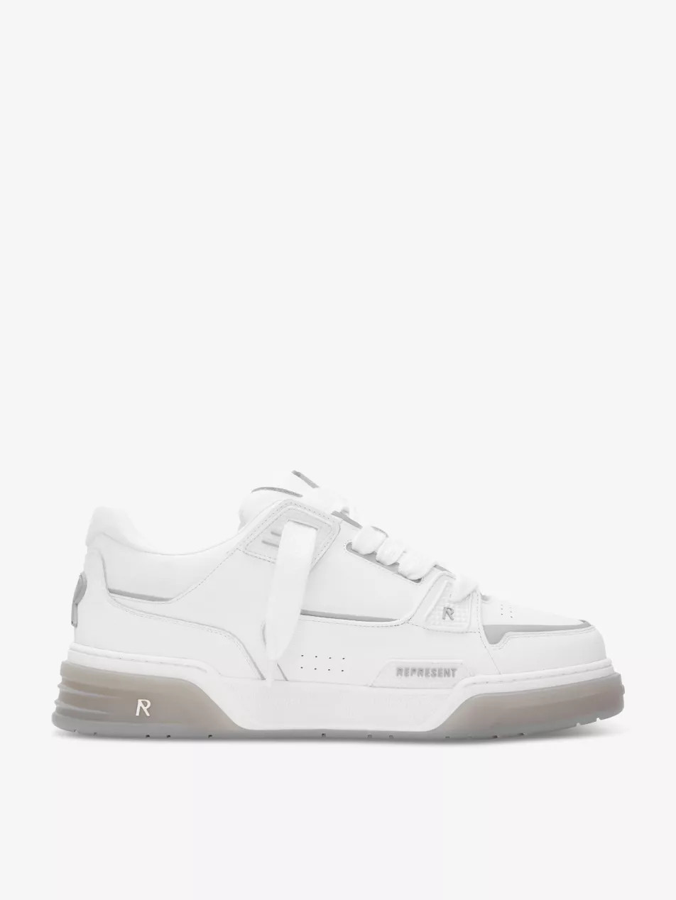 Studio panelled leather mid-top trainers | Selfridges