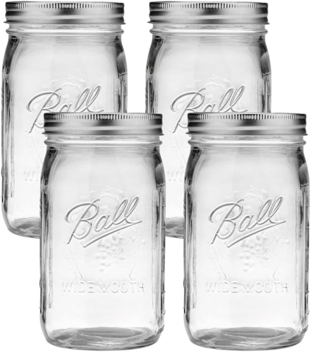 Ball Glass Mason Jars with Lids and Bands, Used for Canning, Pickling, Juice, Jam, Jelly (Quart, ... | Amazon (US)