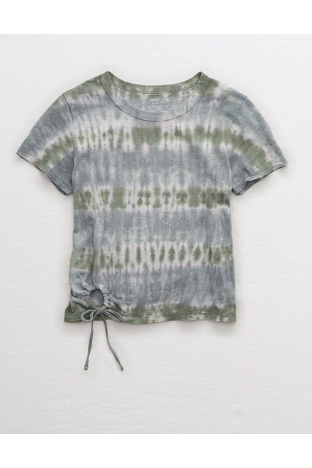 Aerie Vintage Tie T-Shirt Women's Hiker Olive L | American Eagle Outfitters (US & CA)