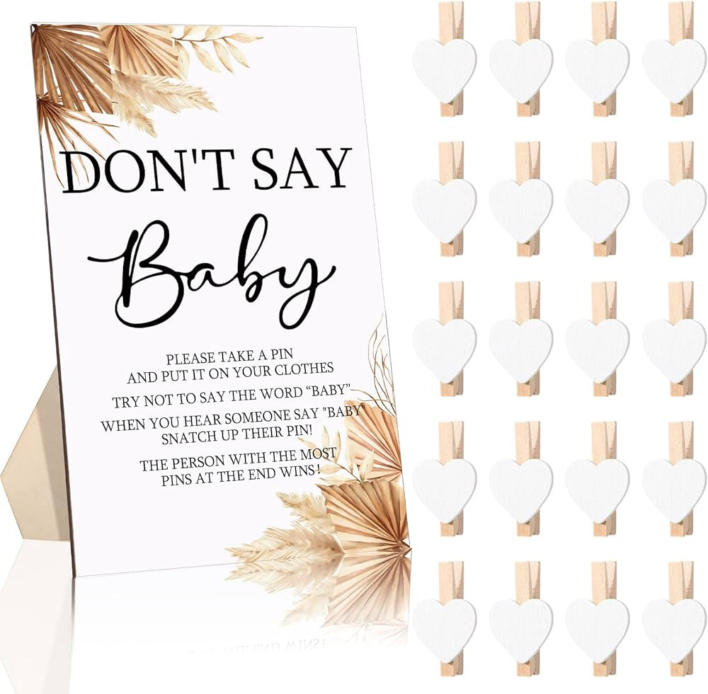 Unittype 51 Pcs Don't Say Baby Shower Game Favors Include Boho Theme Baby Shower Sign and 50 Mini... | Amazon (US)