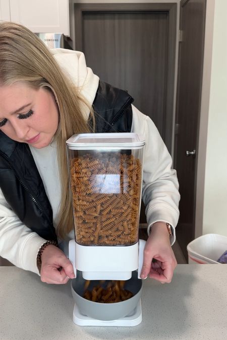 Love this cereal storage and dispenser for my pasta! A simple way to organize pantry and make my kitchen look a little prettier! 

Pantry storage, kitchen storage, home finds, home organization 

#LTKfindsunder50 #LTKhome