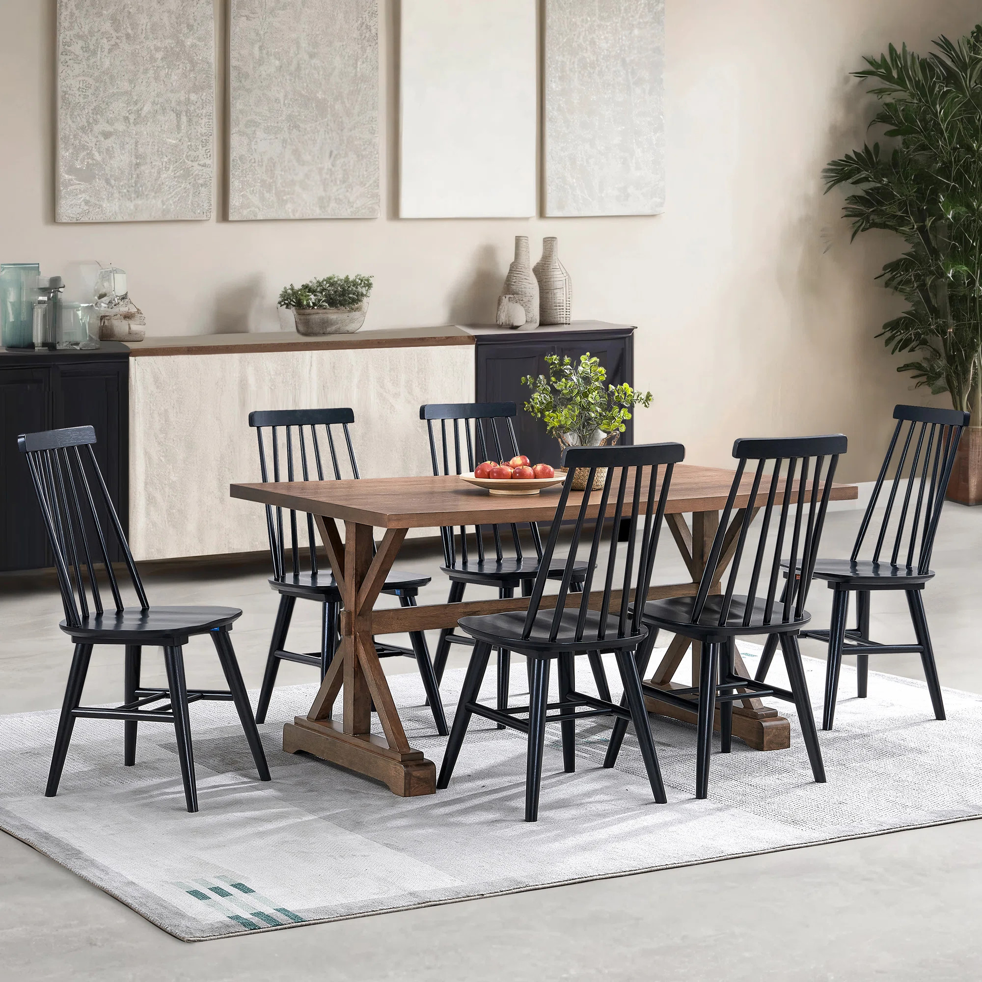 17" Wide Classic Modern Black Solid Wood Dining Chairs | Wayfair North America