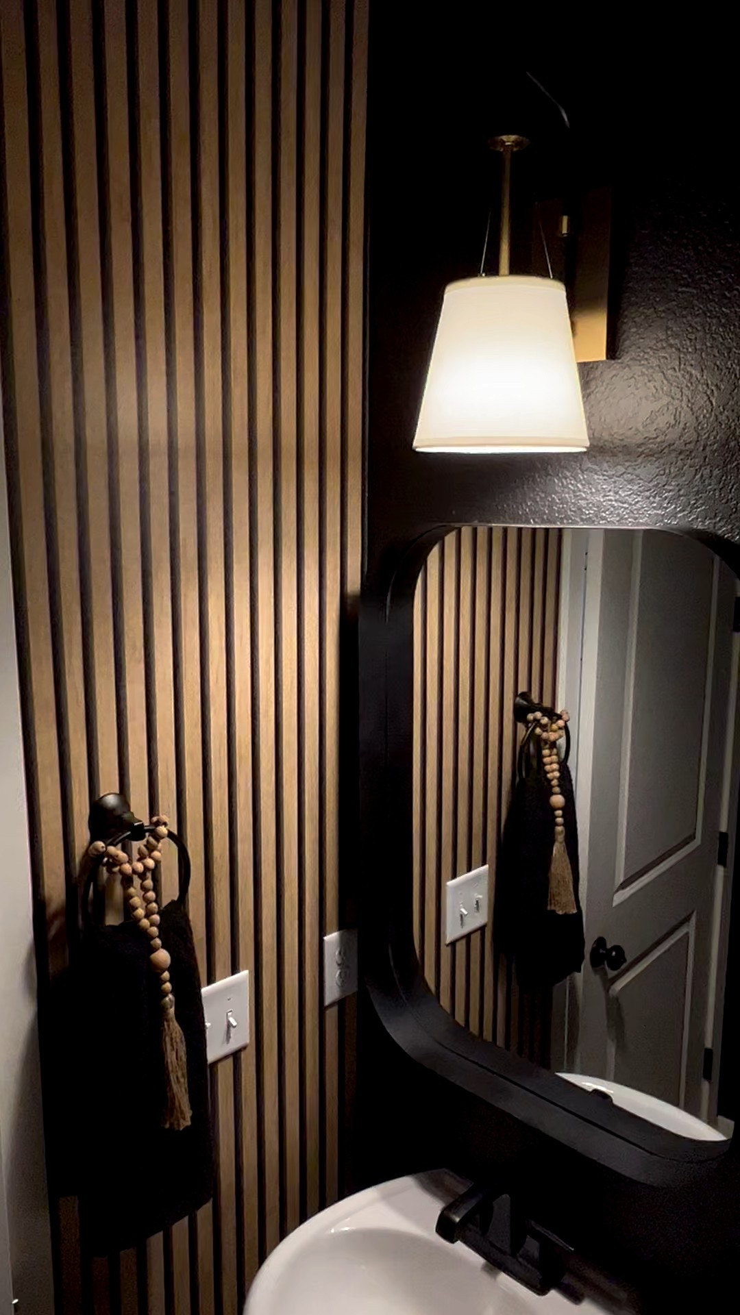 Moody bathroom 

#lighting #bathroomreno #powderroom 

#LTKHome