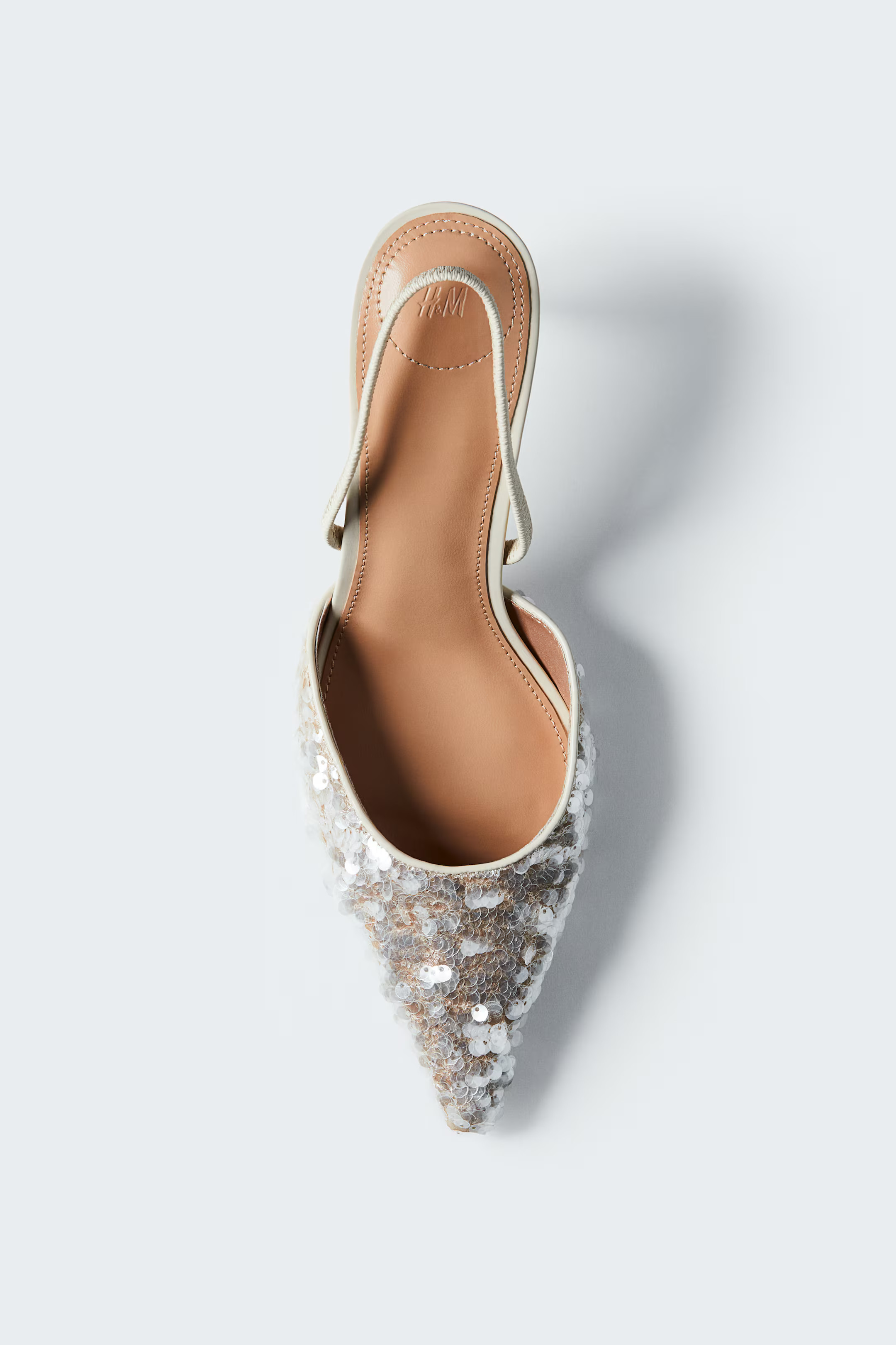 Sequined Slingback Pumps - Light beige - Ladies | H&M US | H&M (US + CA)