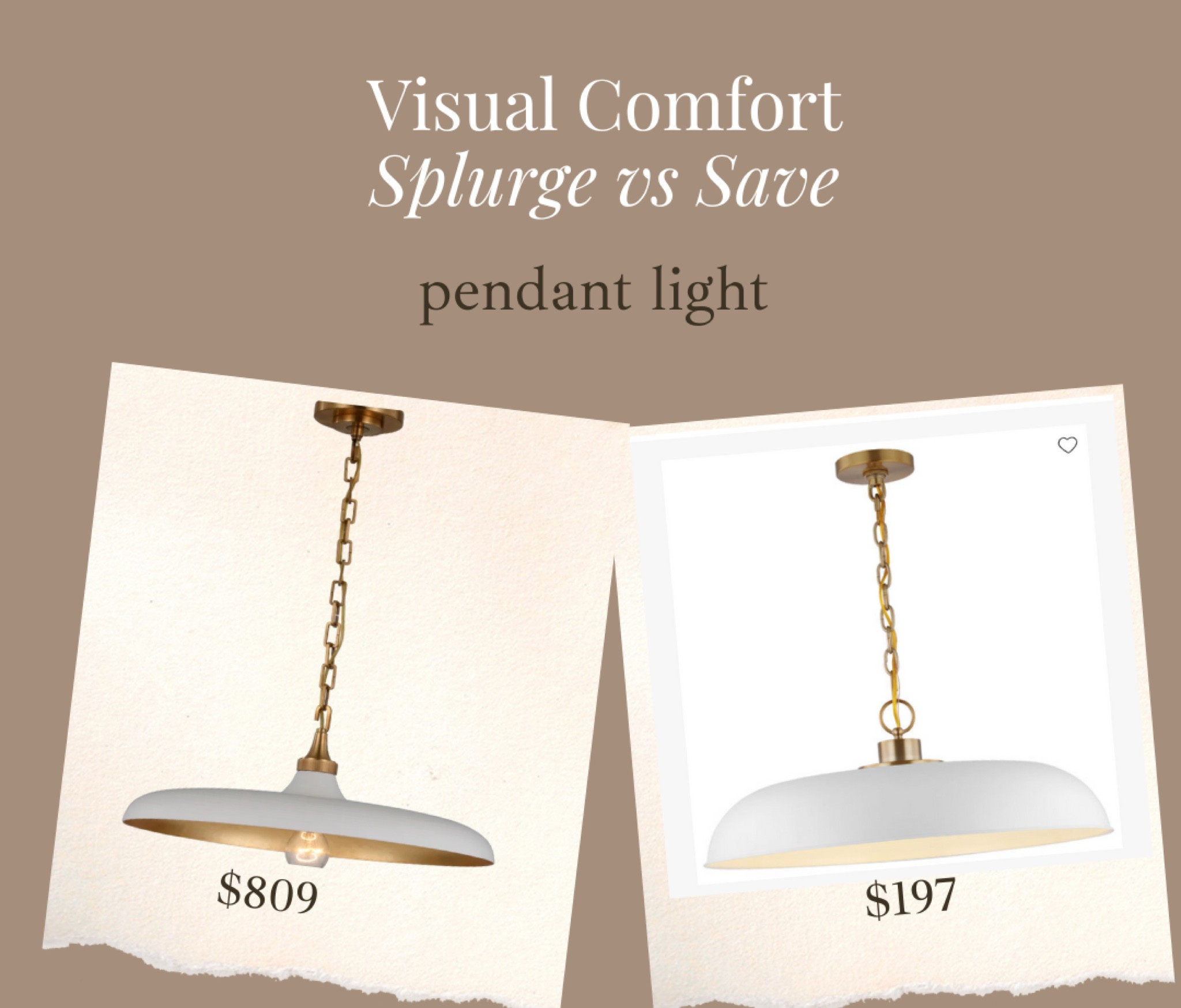 Visual comfort pendant light lookalike in white! Can also use gold rub and buff on the inside to match VC! 

#LTKFind #LTKsalealert #LTKhome