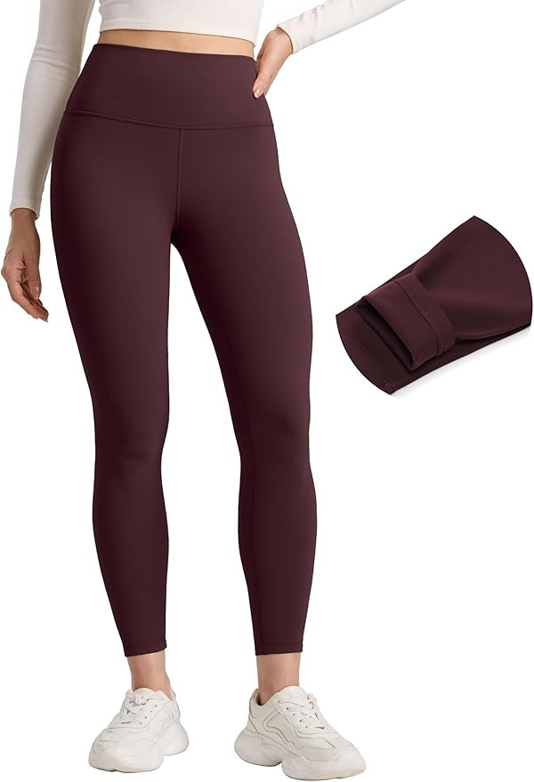 CRZ YOGA Womens Fleece Lined Leggings 25" - Matte Thermal Winter Warm Thick Yoga Pants High Waist... | Amazon (UK)