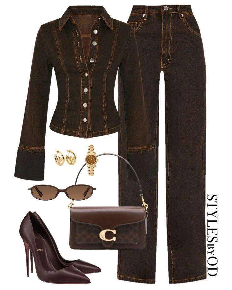 CHOCOLATE DENIM CHIC 🍫
Looking casual & chic with this monochromatic chocolate denim set. The tailored shirt and matching jeans create a seamless, high-end silhouette that's a sophisticated alternative to classic blue🤎

#LTKstyletip #LTKfashion #casual outfit, capsule wardrobe essentials, dark brown shoulder bag, brown pumps, it girl outfit, elevated

#LTKootd #LTKSaleAlert #LTKSeasonal