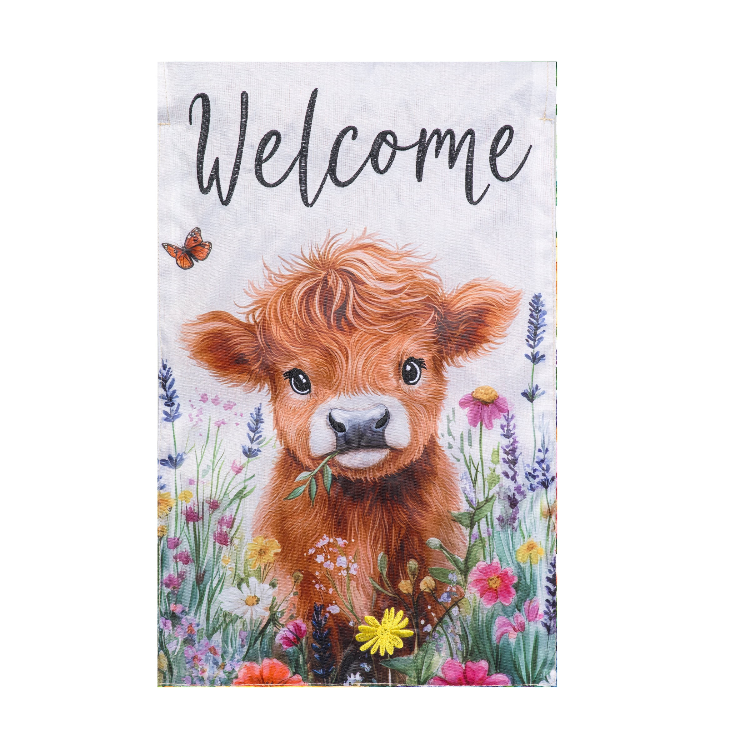 Meadow Creek 11.5" x 18" Spring Highland Cow Outdoor Yard Flag | Walmart (US)