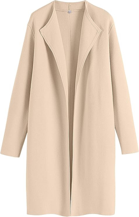 ANRABESS Women's Long Cardigans Sweater 2025 Fall Dressy Casual Lapel Knit Warm Trench Coatigan O... | Amazon (US)