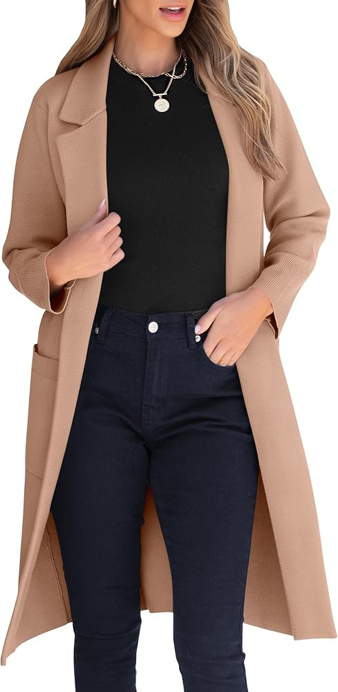ANRABESS - Cárdigan de mujer, suéter, chaquetas, frente abierto, punto grueso, blazer de gran t... | Amazon (US)