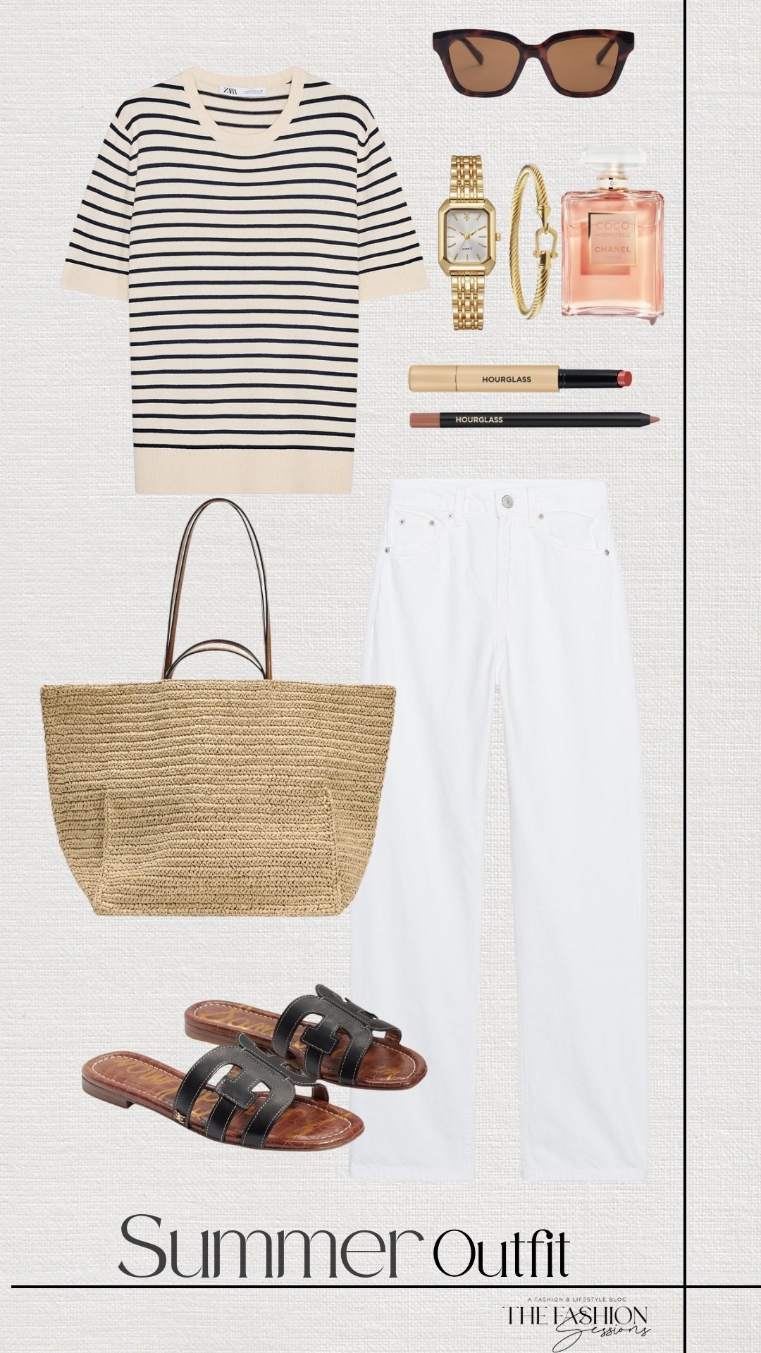 Summer Outfit | Striper Top | White Pants | Black Sam Edelman Sandals | Woven Bag | 

#LTKSeasonal #LTKShoeCrush #LTKStyleTip