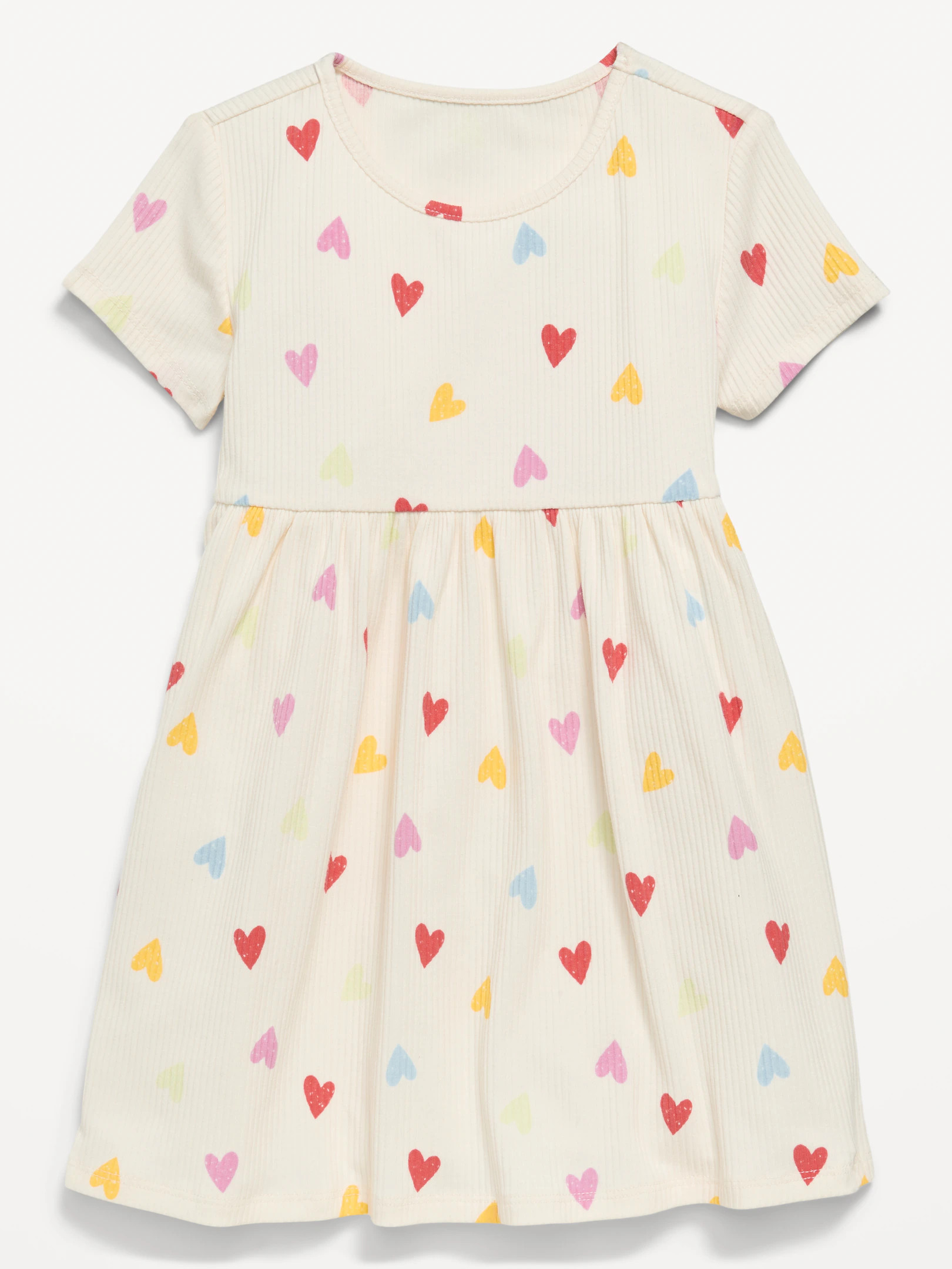Short-Sleeve Ribbed Graphic Dress for Toddler Girls | Old Navy (US)