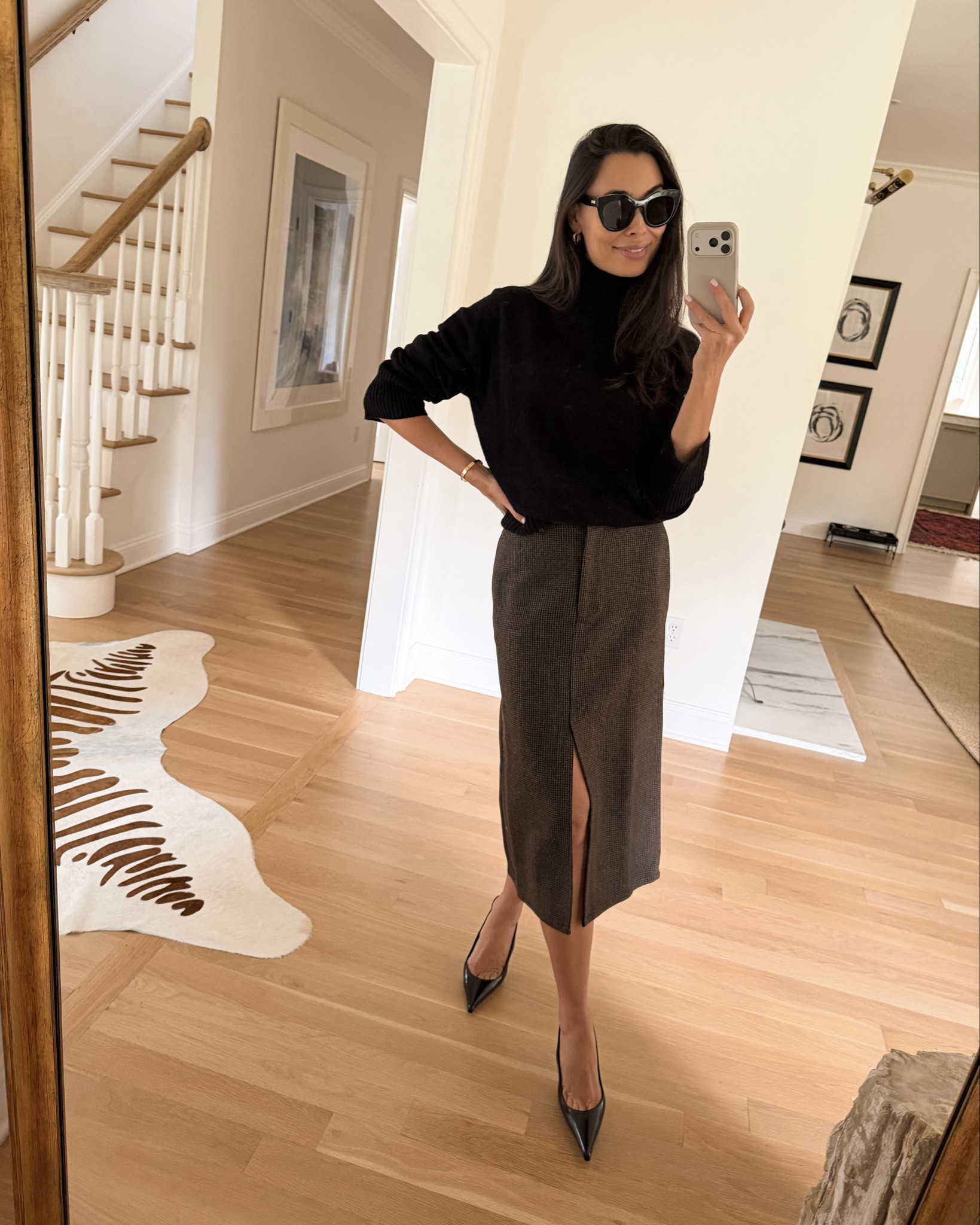 Holiday outfit, workwear, houndstooth skirt, pencil skirt, turtleneck, classic style. 

#LTKWorkwear #LTKHoliday #LTKShoeCrush