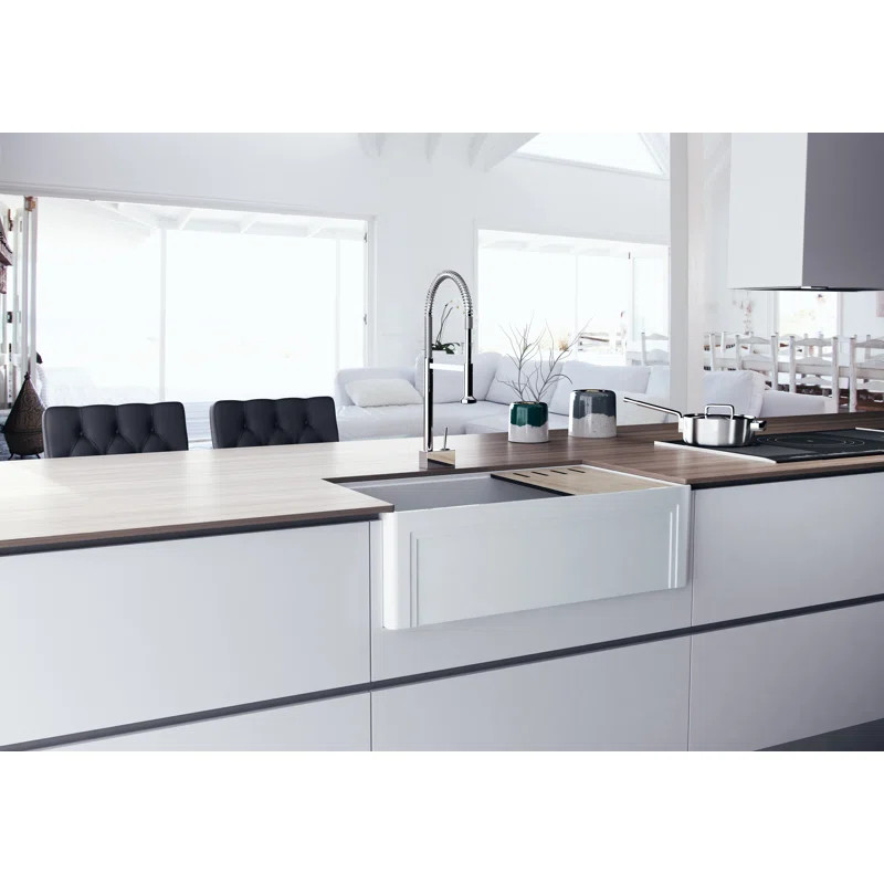 DI33S Diamond 33" L x 18" W Farmhouse Kitchen Sink with Basket Strainer | Wayfair North America
