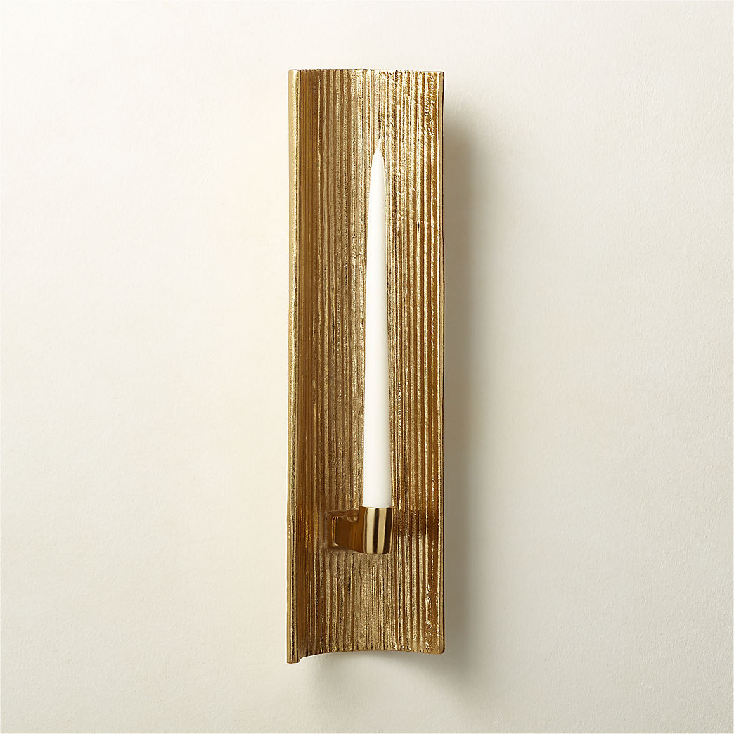 Ripple Brass Wall Sconce Modern Taper Candle Holder + Reviews | CB2 | CB2