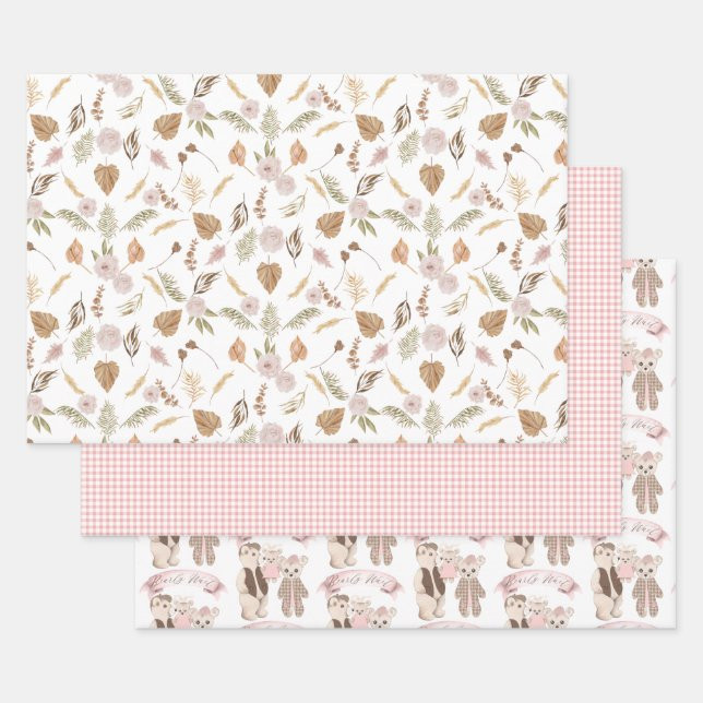Boho Bearly Wait Bear Family Baby Shower Wrapping  Wrapping Paper Sheets | Zazzle | Zazzle